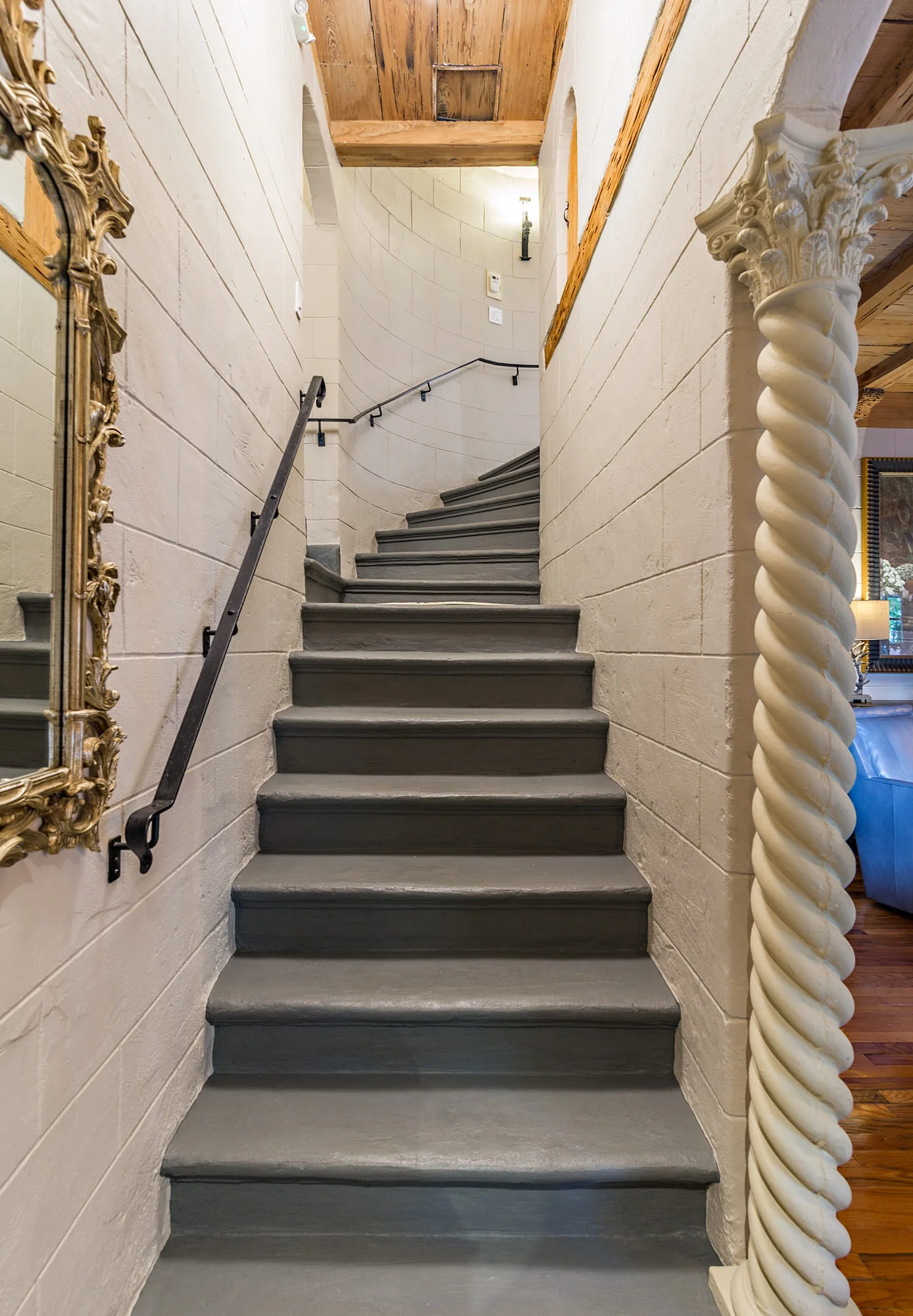 Image of original Turret staircase leading to the Mezzanine and Penthouse Suites Casa Grandview Bed and Breakfast